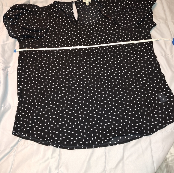 Lily White Black Polka-Dot Blouse Sz Large - Picture 6 of 6